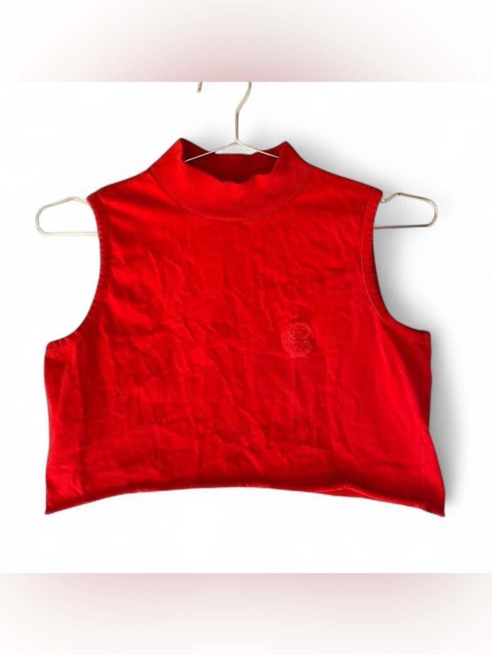 Vintage 80s Red Mock Neck Muscle Tank – Rafaella Cropped Sleeveless Top (M)